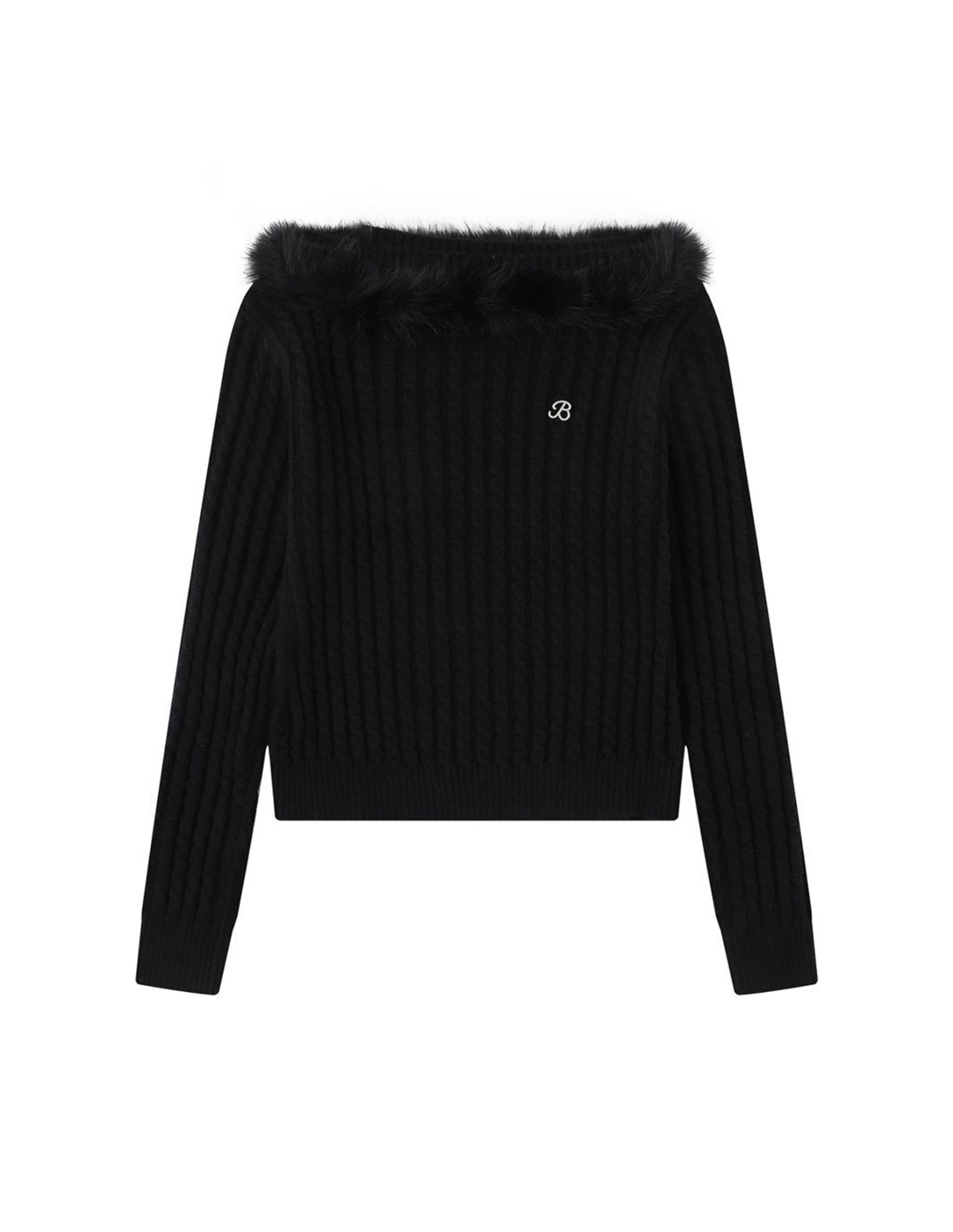 BAKYARDER Women’s Vintage Cable Knit Off-Shoulder Sweater