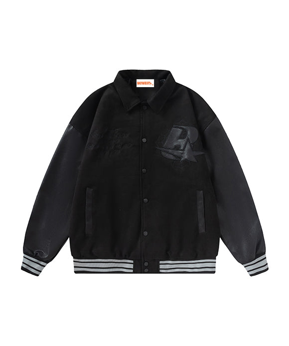 BAKYARDER Vintage Letter Texture Collar Jacket
