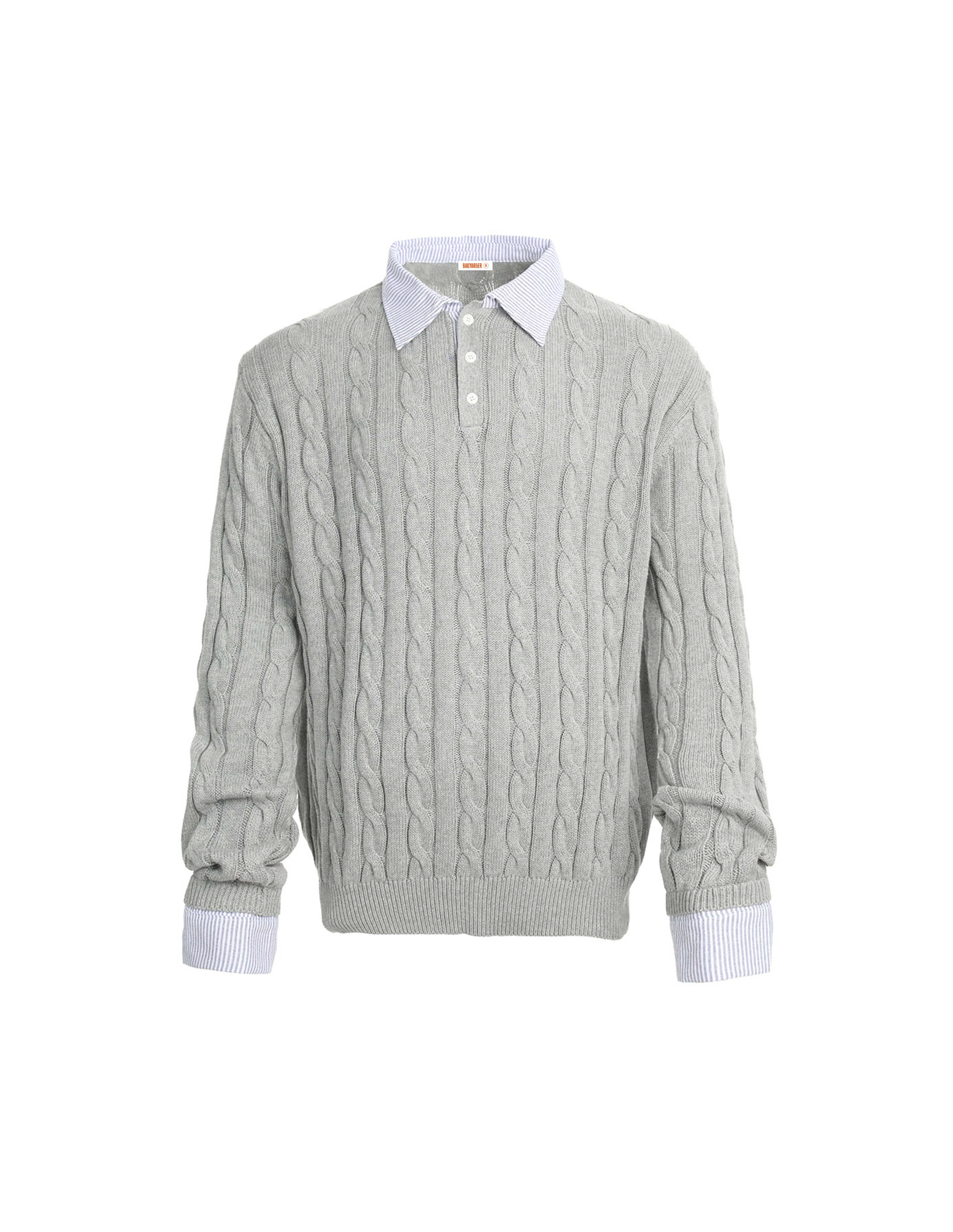 BAKYARDER Cable Knit Layered-Look Pullover Sweater