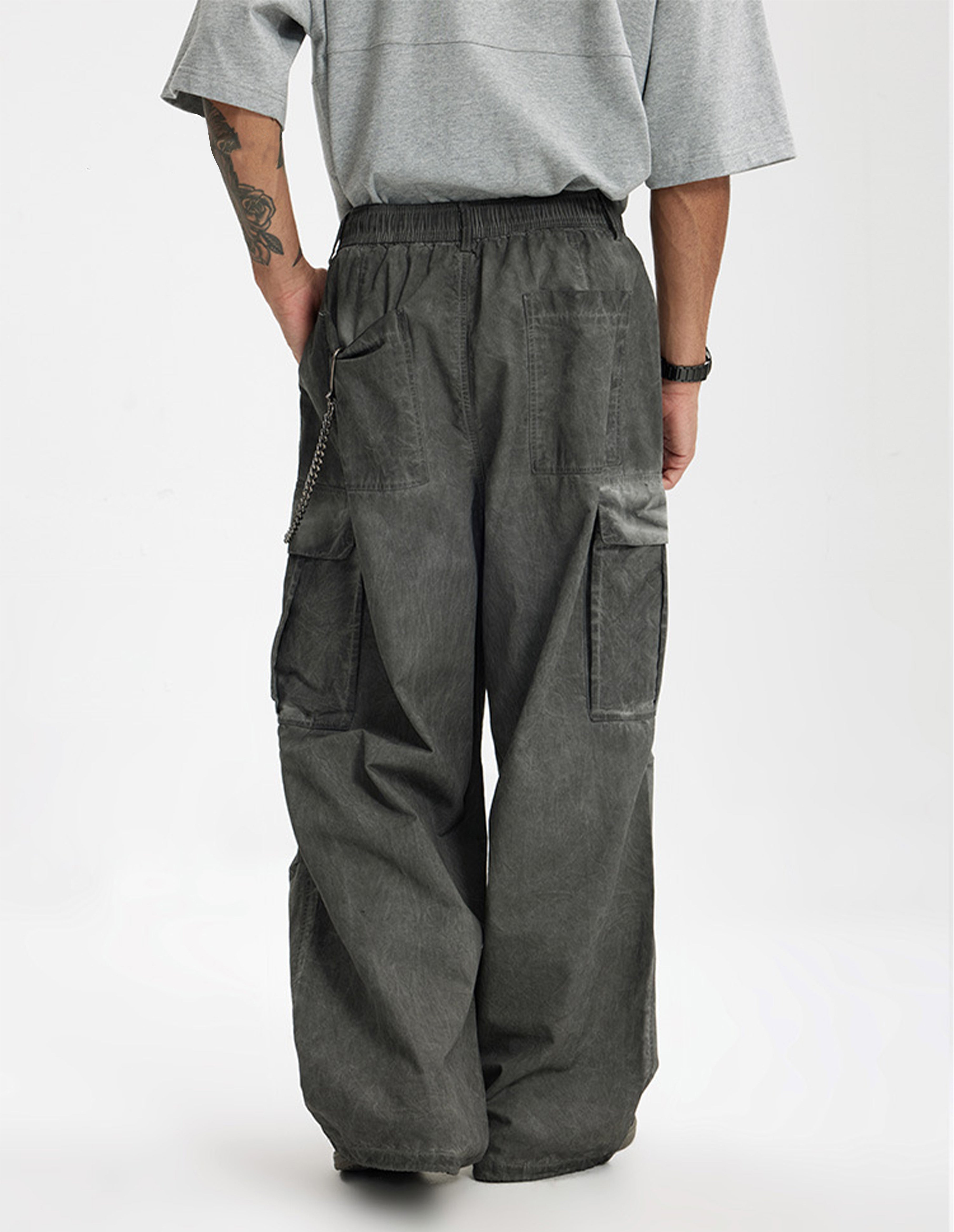 BAKYARDER Vintage Washed Multi-Pocket Work Pants