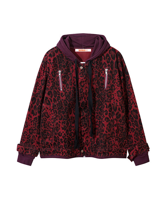 BAKYARDER Vintage Leopard Print Hooded Jacket