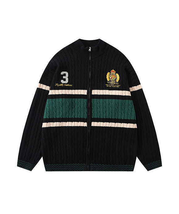 BAKYARDER Vintage Color-Block Knitted Cardigan