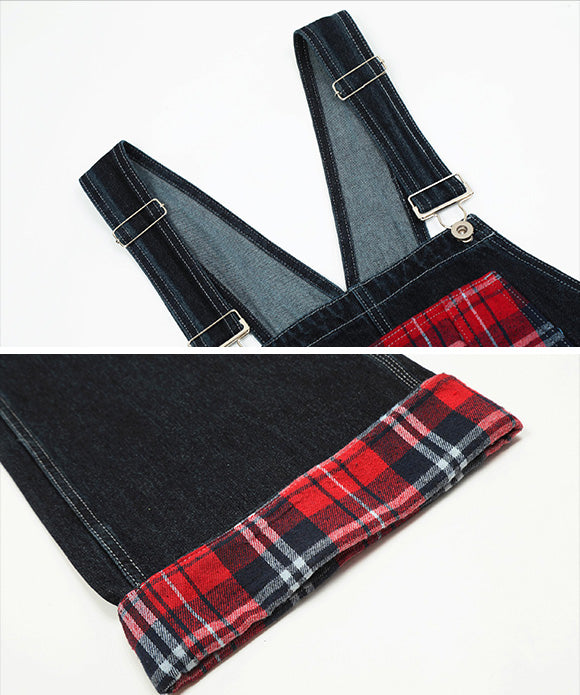 BAKYARDER  Vintage Checkered Patchwork Overalls