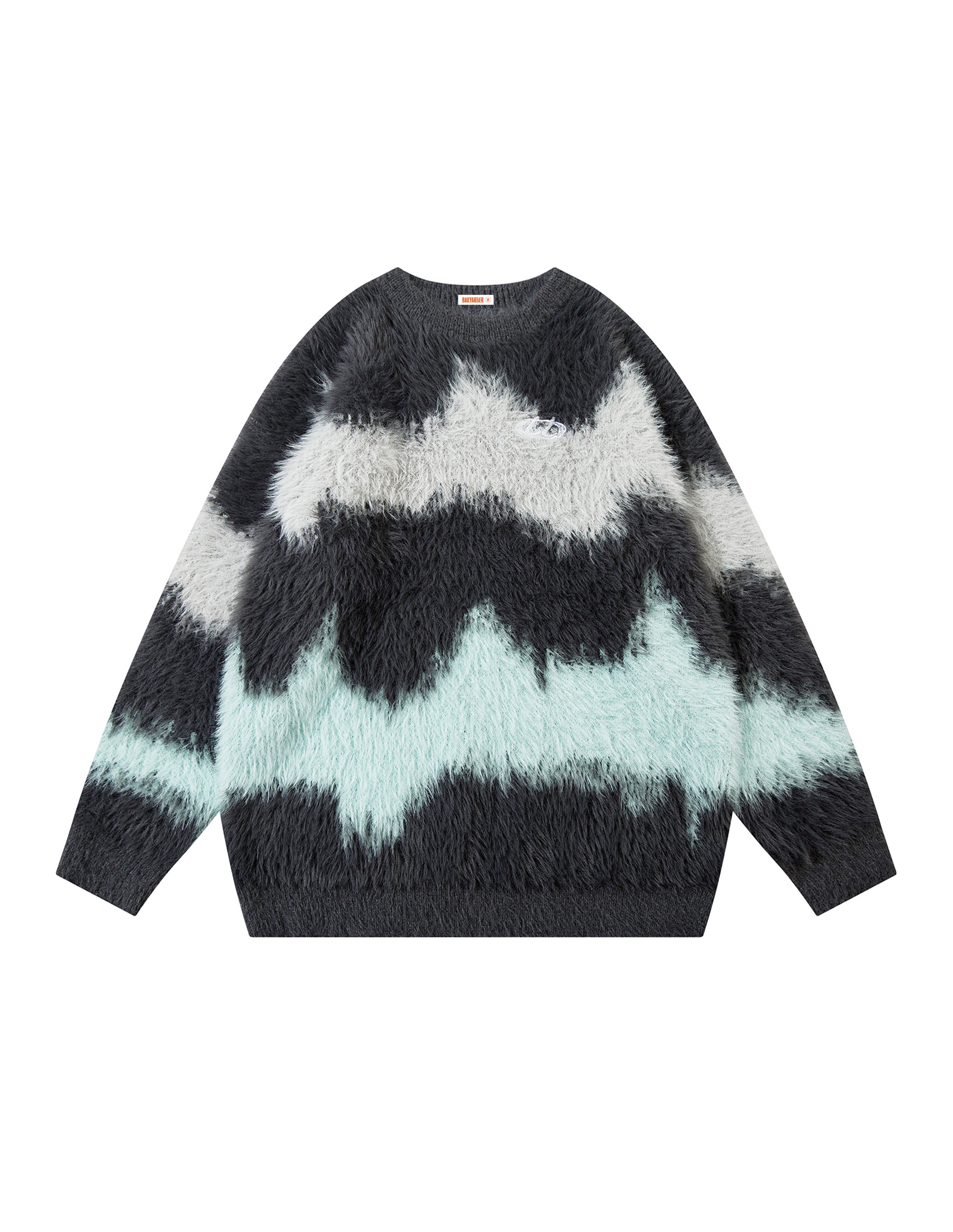 BAKYARDER Casual Fuzzy Color-Block Pullover Sweater