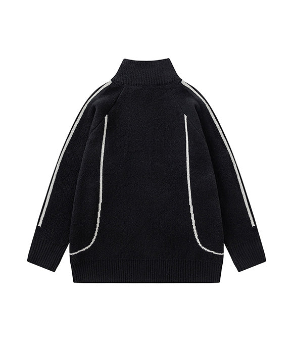 BAKYARDER  Vintage Collegiate Style Stand-Collar Sweater