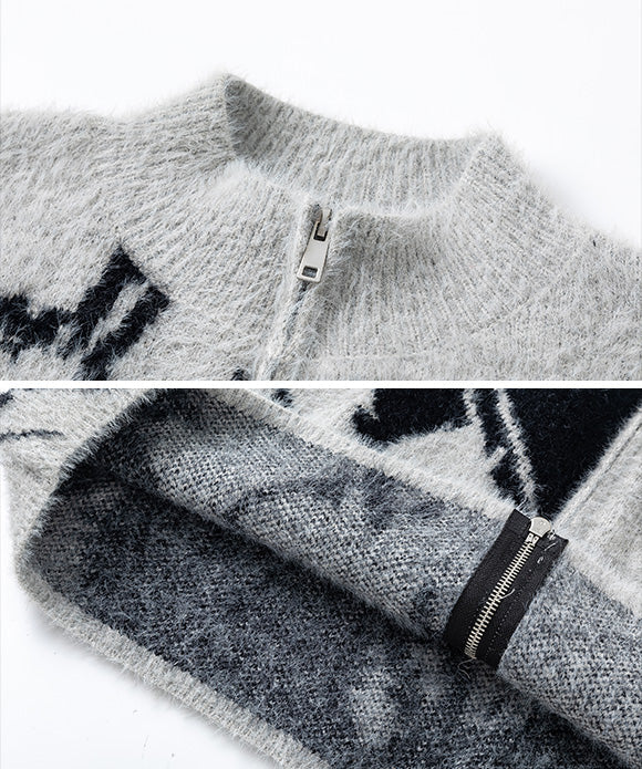 BAKYARDER Vintage Jacquard Cardigan Sweater