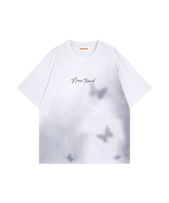 BAKYARDER  Dark Butterfly Print Short Sleeve T-Shirt