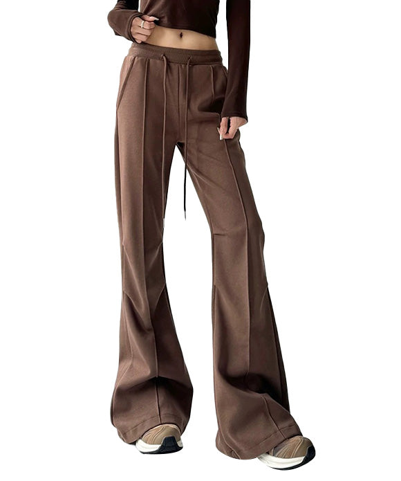 BAKYARDER Women's Vintage Solid Color Flared Casual Pants