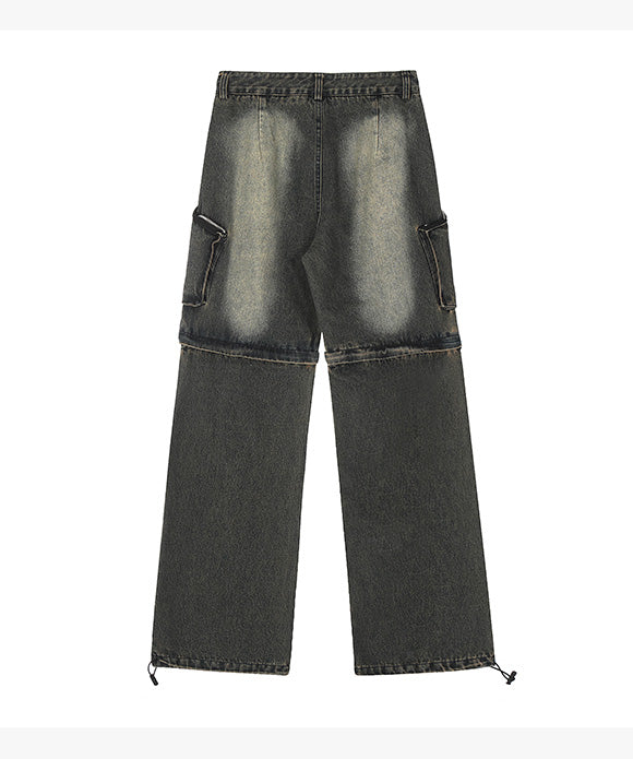 BAKYARDER Vintage Removable Patchwork Denim Pants