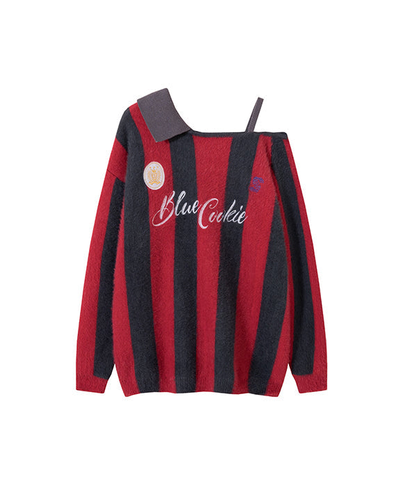 BAKYARDER Vintage Striped Off-Shoulder Sweater