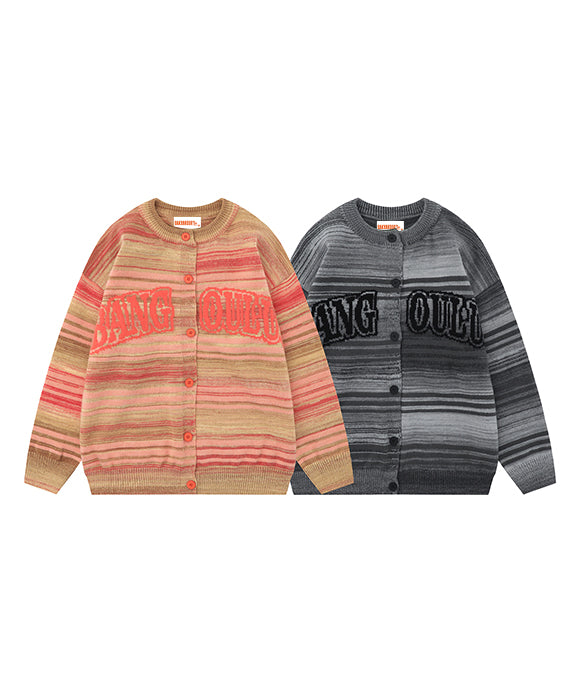 BAKYARDER Street Striped Gradient Cardigan