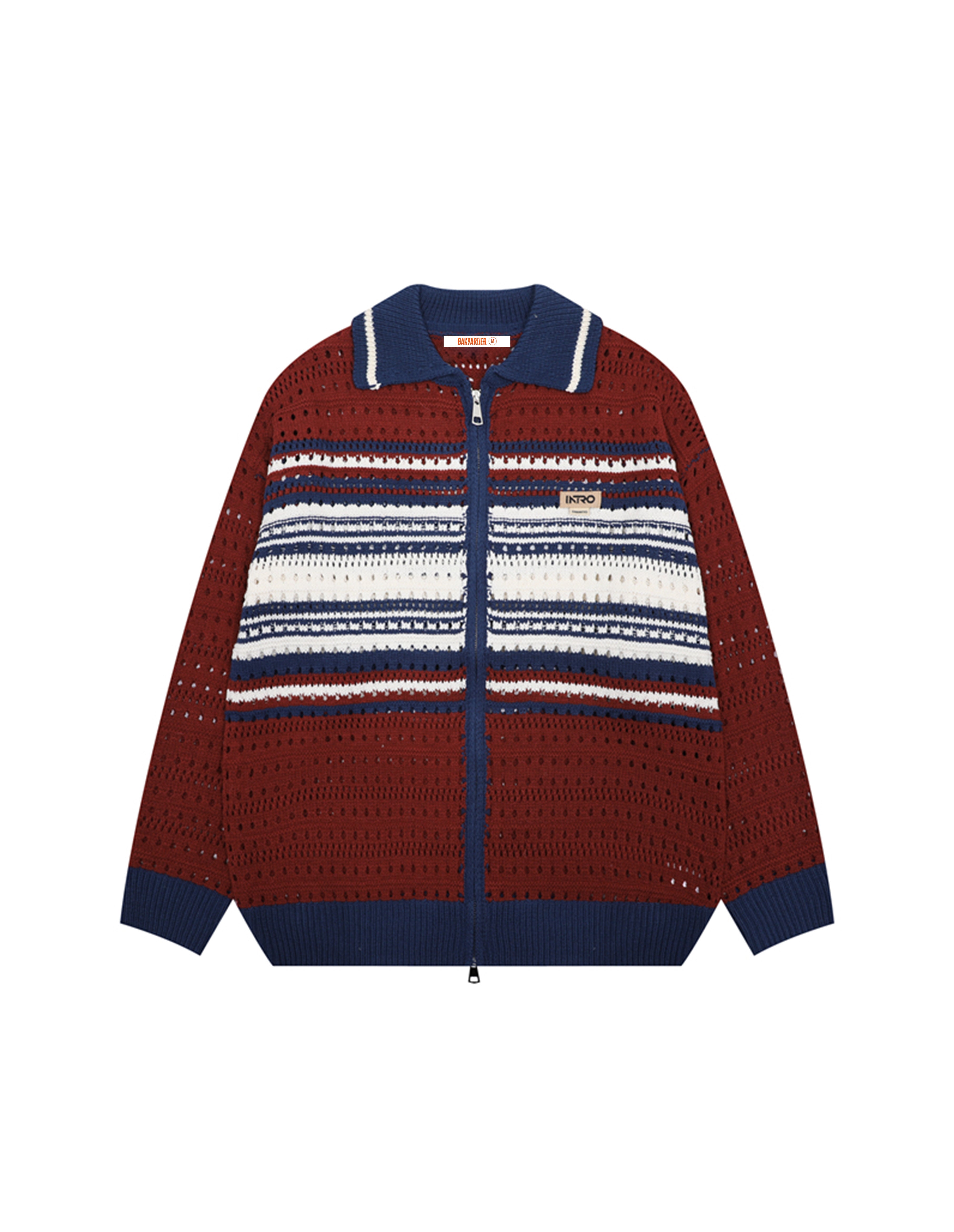 BAKYARDER Vintage Striped Color-Block Cardigan Sweater