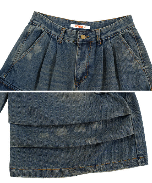 BAKYARDER Vintage Pleated Cargo Cropped Pants