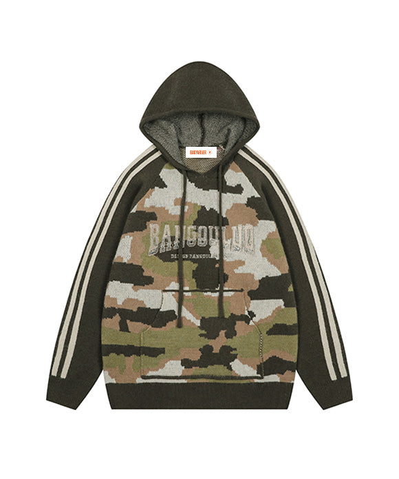 BAKYARDER Vintage Camouflage Hooded Sweater
