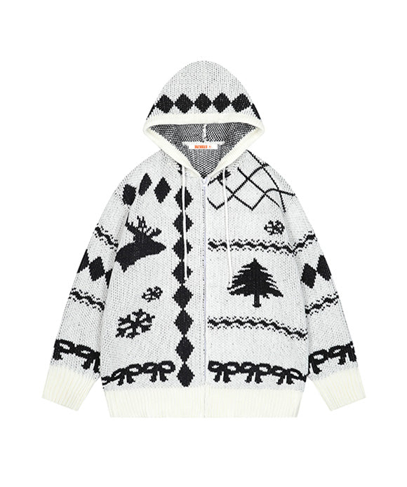 BAKYARDER Vintage Argyle Jacquard Cardigan Sweater