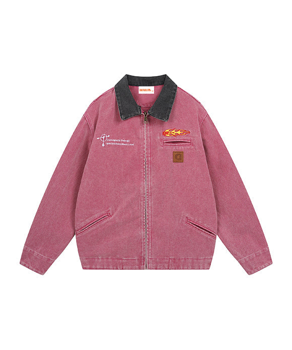 BAKYARDER Vintage Washed Embroidered Work Jacket-