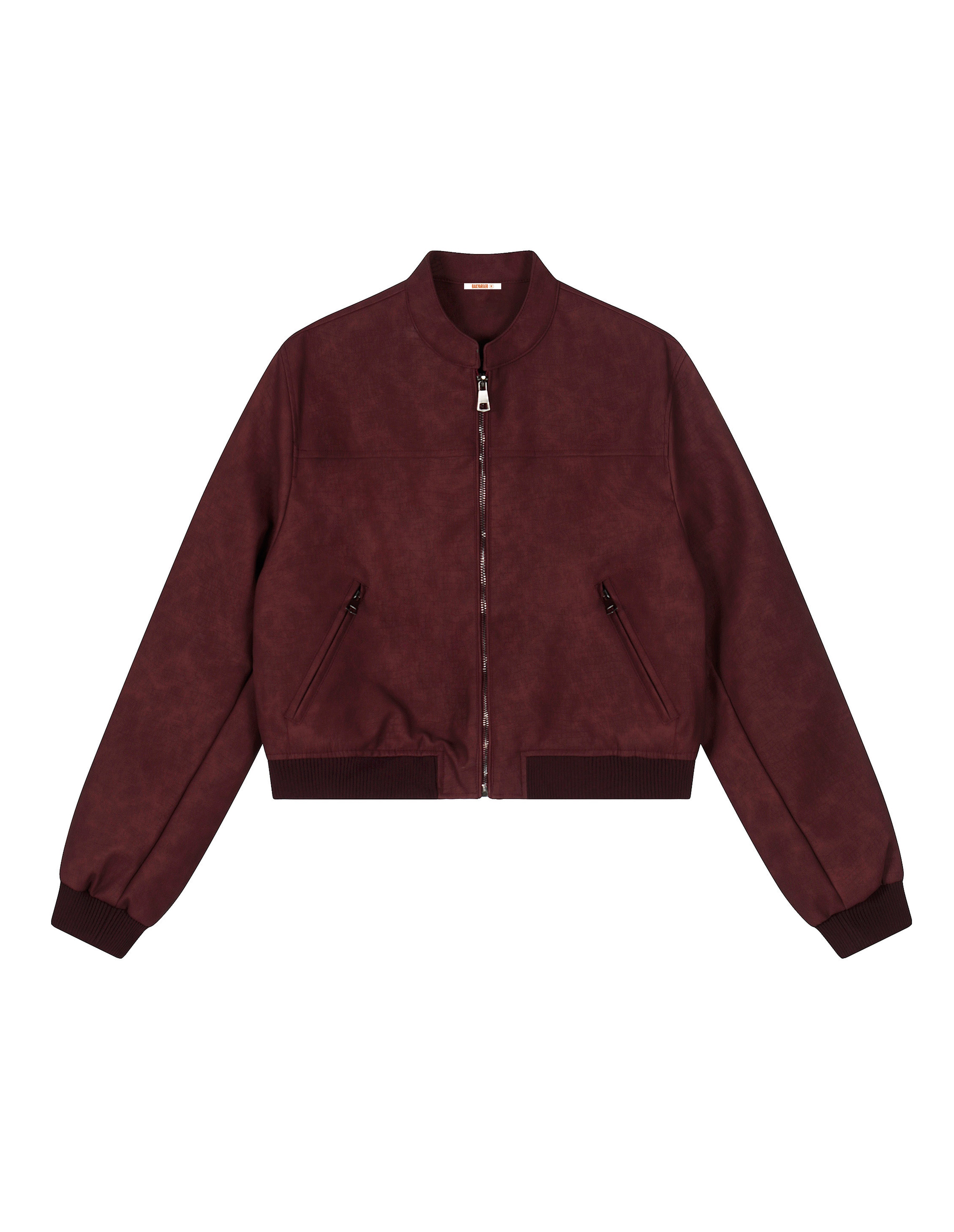 BAKYARDER Women's Vintage Stand-Collar PU Short Leather Jacket