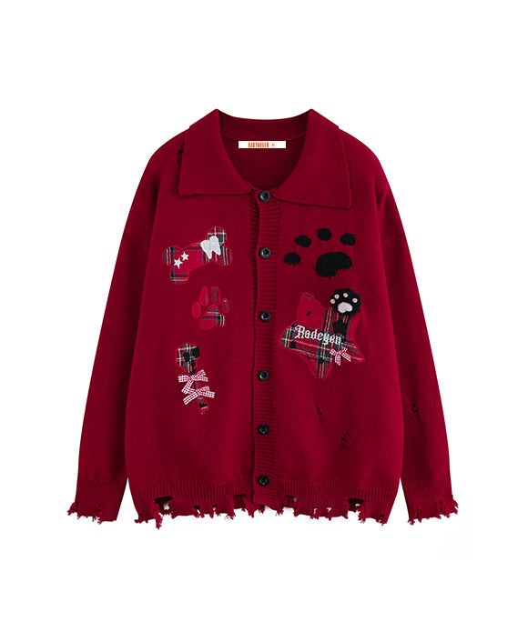 BAKYARDER Vintage Patchwork Distressed Cardigan