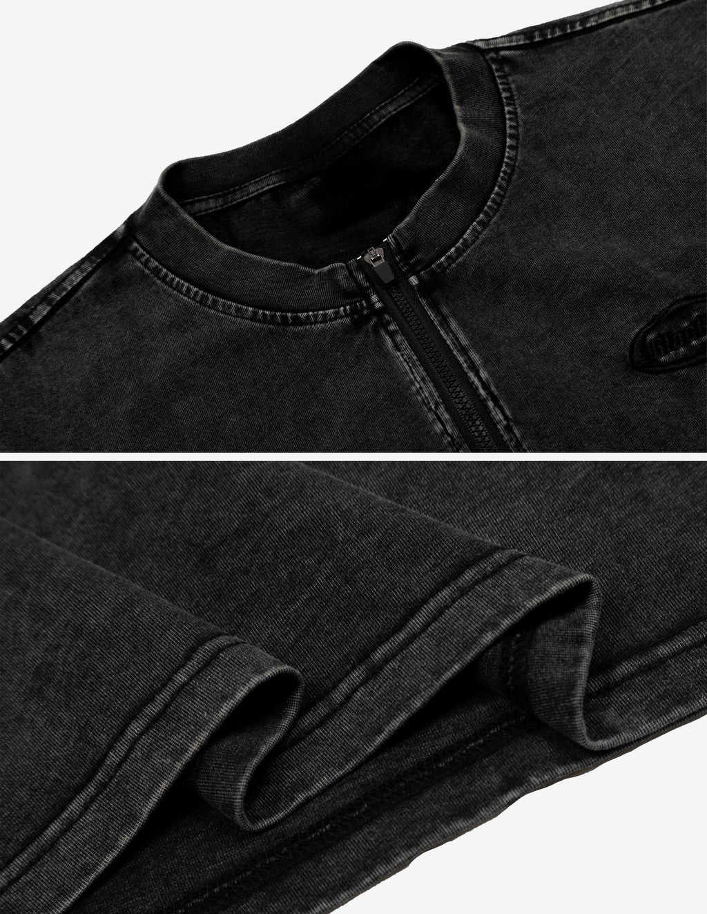 BAKYARDER Vintage Washed Distressed Half-Zip T-Shirt