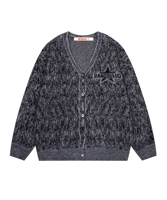 BAKYARDER Vintage Star Jacquard Cardigan Sweater