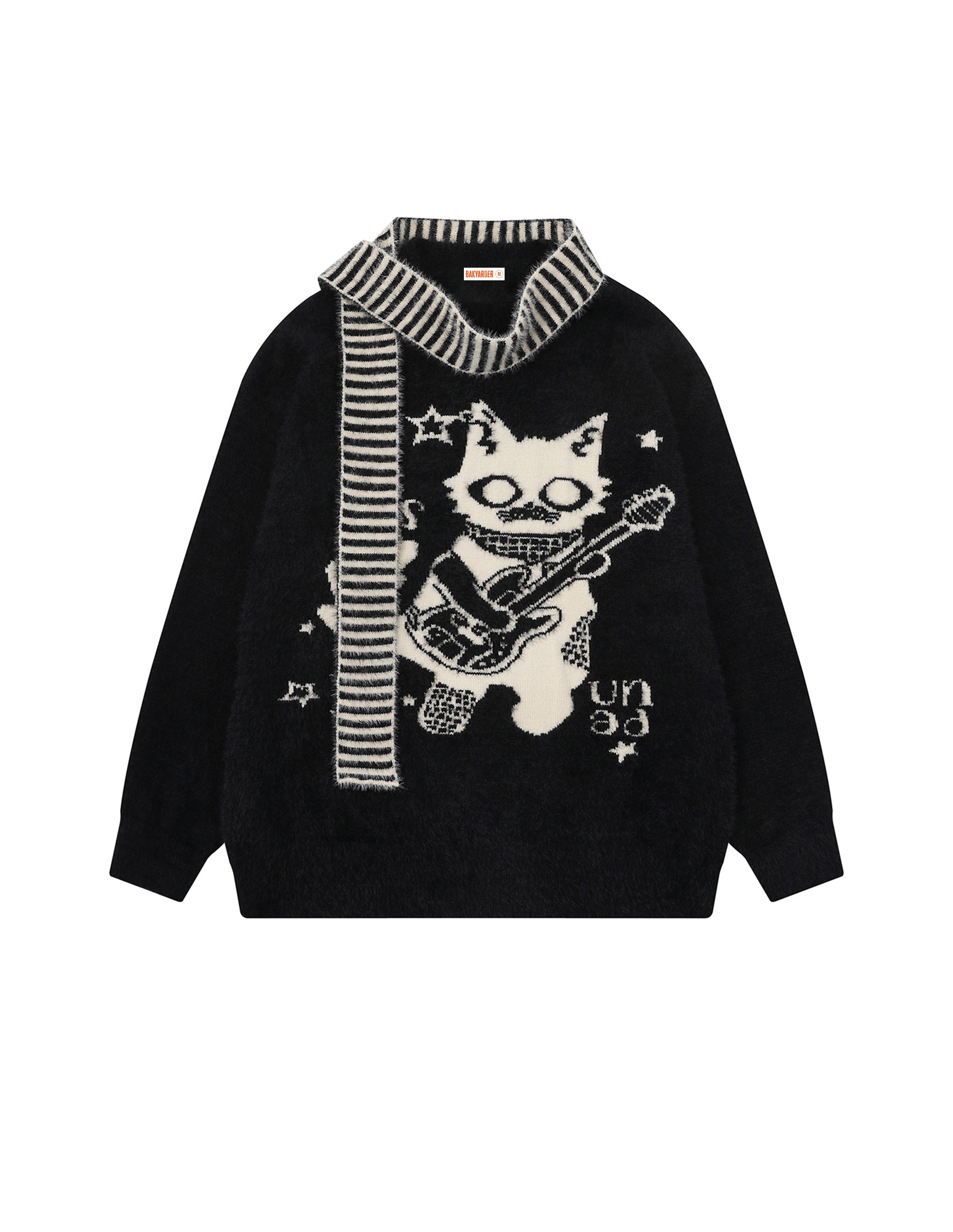 BAKYARDER Cartoon Jacquard Scarf Pullover Sweater