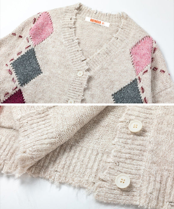 BAKYARDER Vintage Color-Block Cardigan Sweater