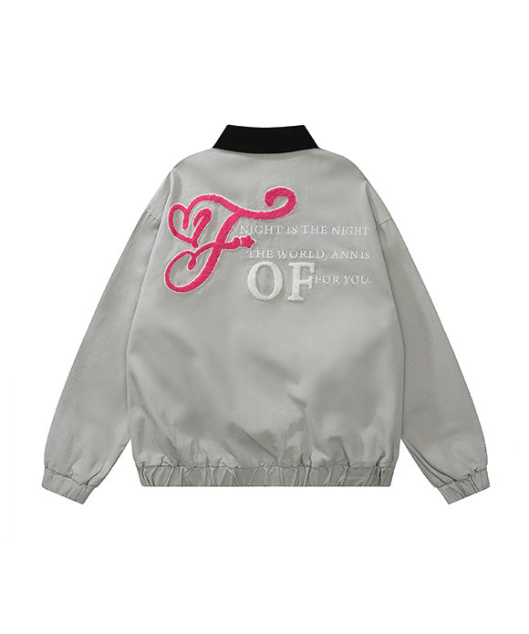 BAKYARDER Vintage Letter Embroidery Casual Jacket