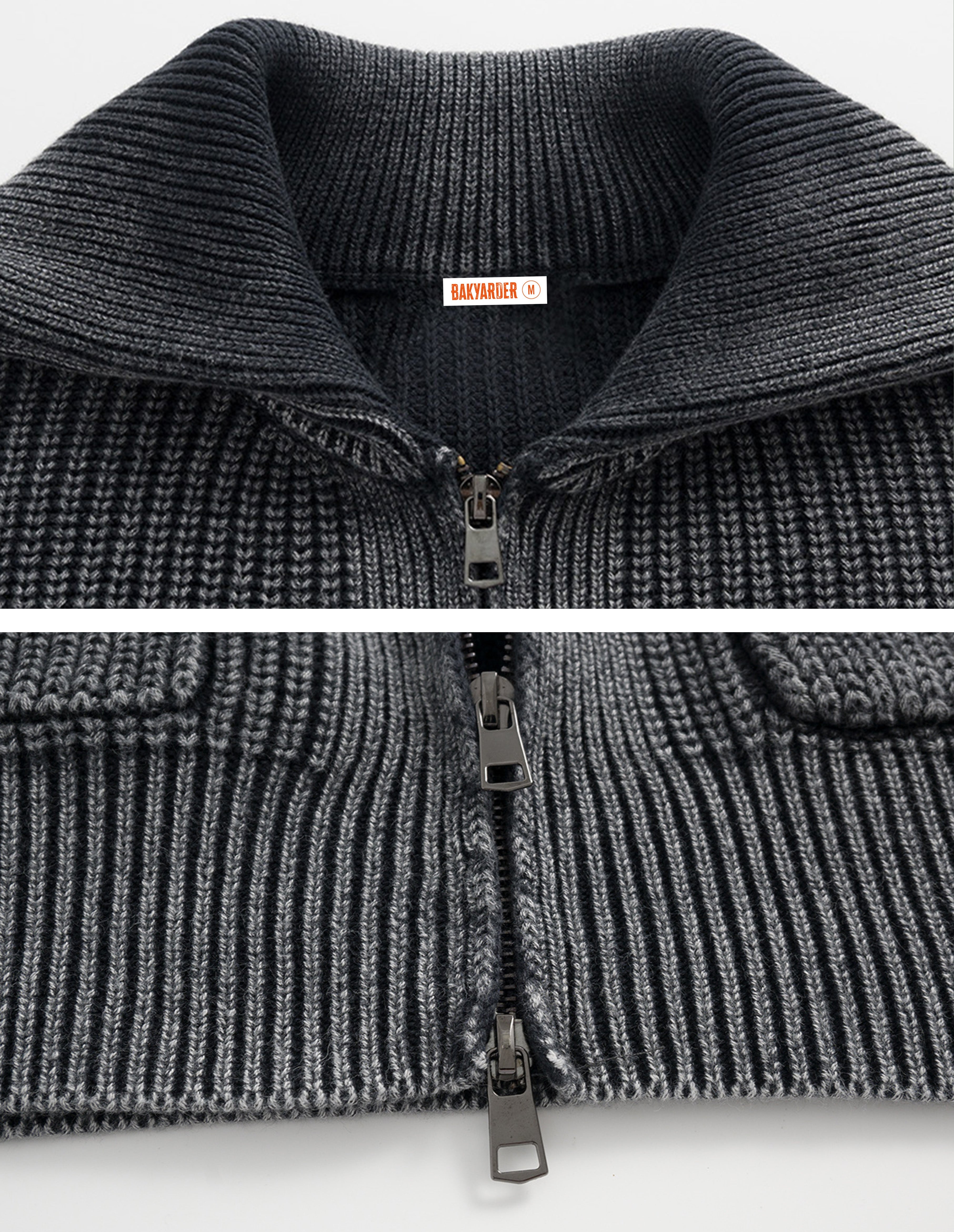 BAKYARDER Vintage Lapel Zip Cardigan