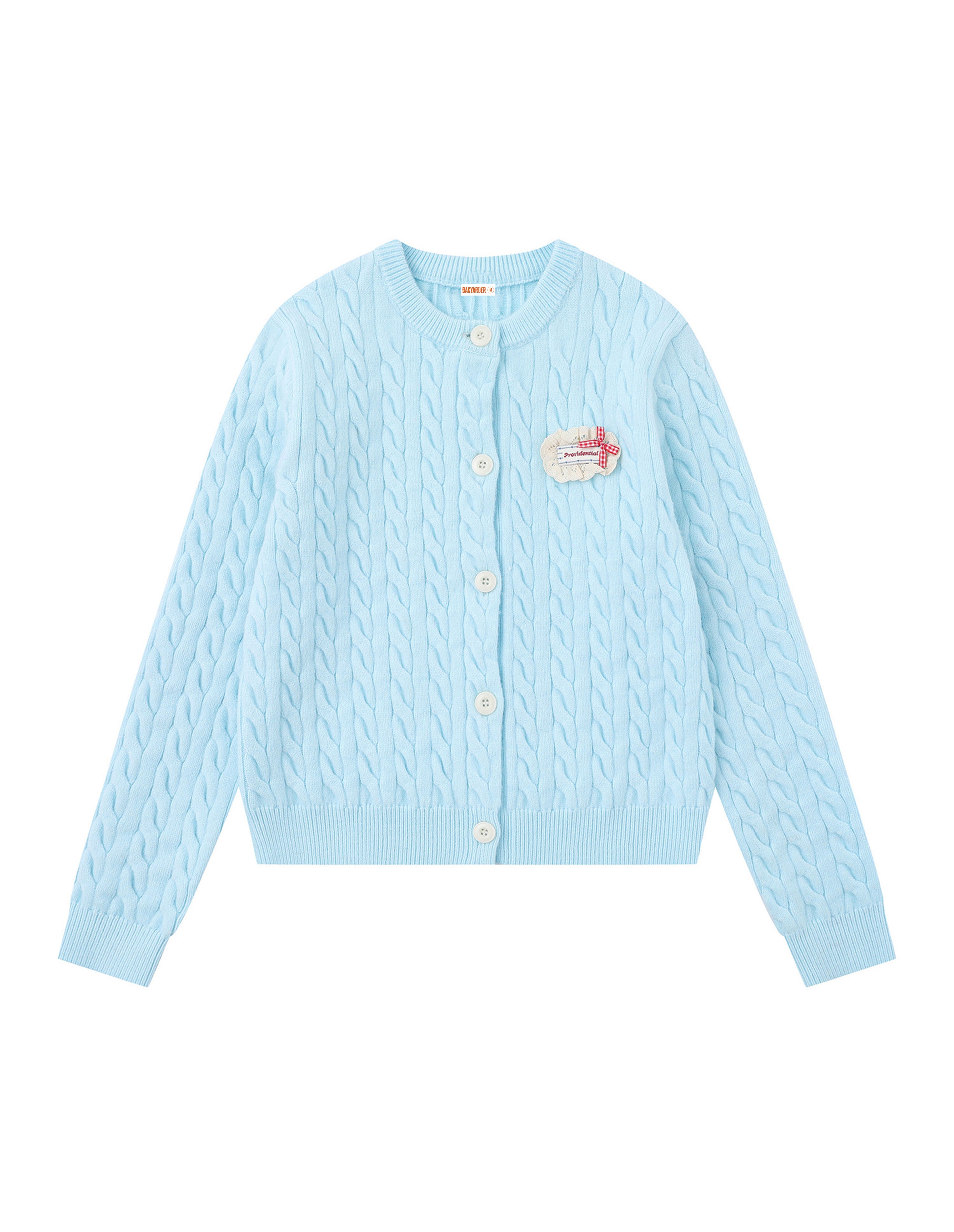 BAKYARDER Cable-Knit Embroidered Cropped Cardigan Sweater