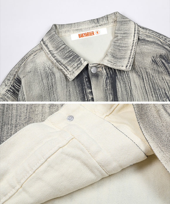 BAKYARDER Vintage Washed Workwear Denim Jacket
