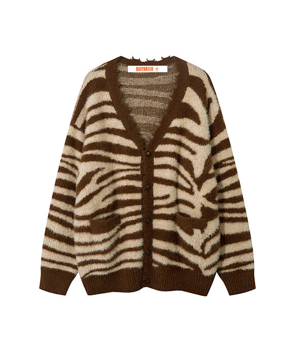 BAKYARDER Vintage Color Block Knit Cardigan