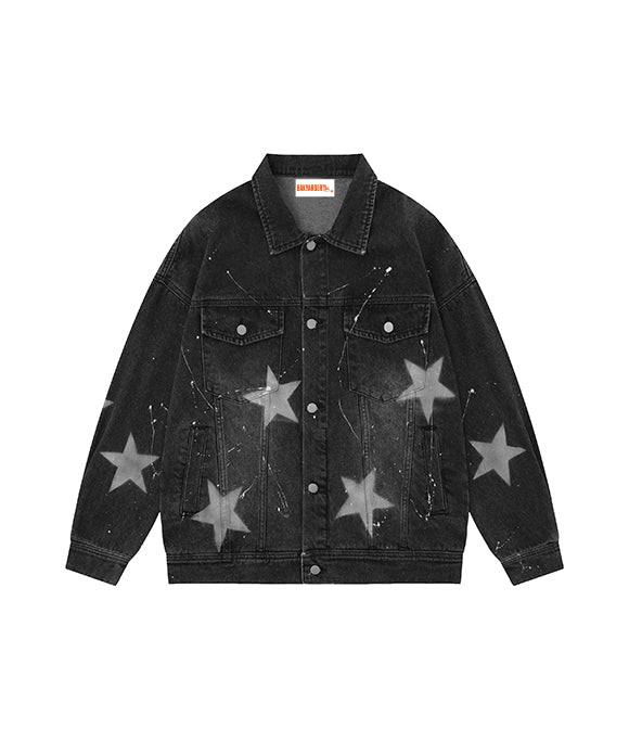 BAKYARDER Vintage Star Graffiti Denim Jacket