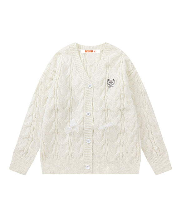 BAKYARDER Vintage Bowknot Preppy Cardigan Sweater