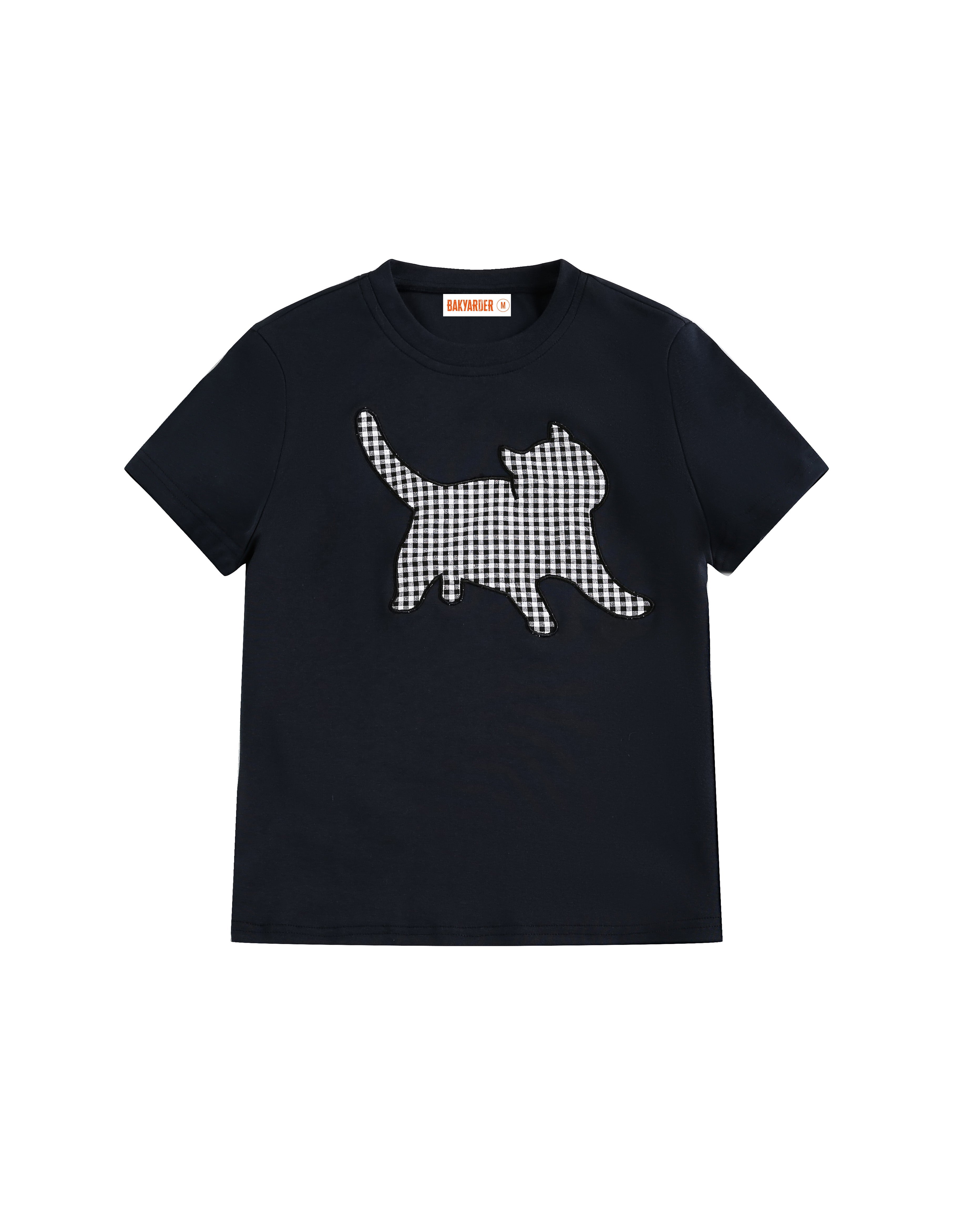 BAKYARDER Cat Plaid Embroidered Tee