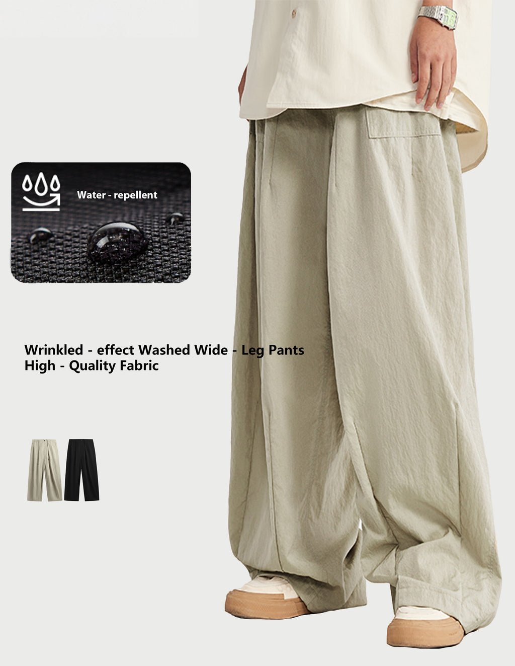BAKYARDER Wrinkled Washed Wide-Leg Pants