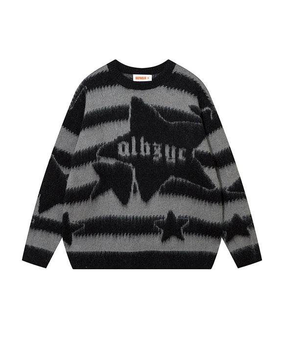 BAKYARDER Vintage Striped Star Sweater
