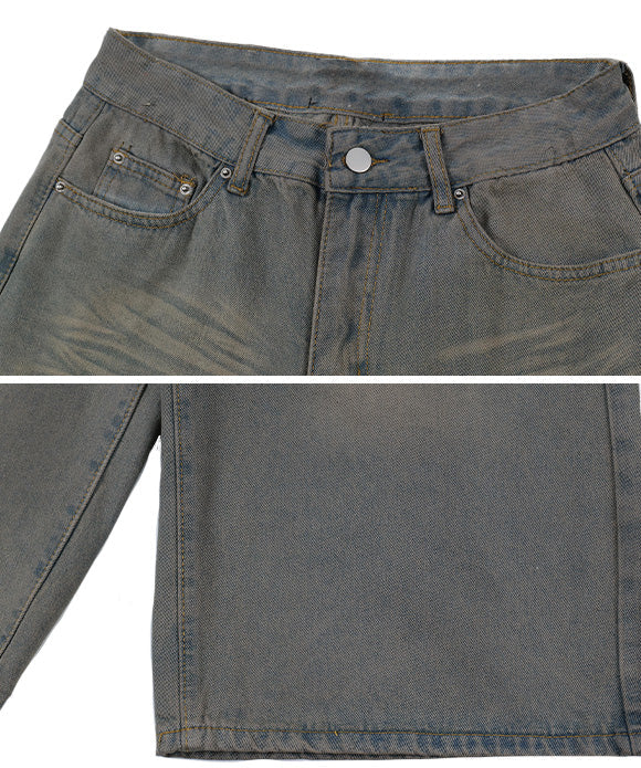 BAKYARDER Vintage Wash Distressed Loose 34 Denim Pants