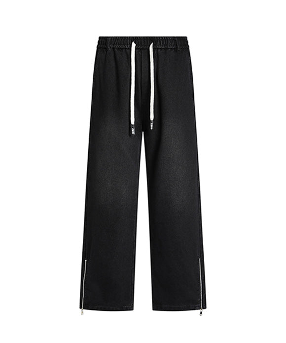 BAKYARDER  Vintage Washed Wide-Leg Zipper Pants