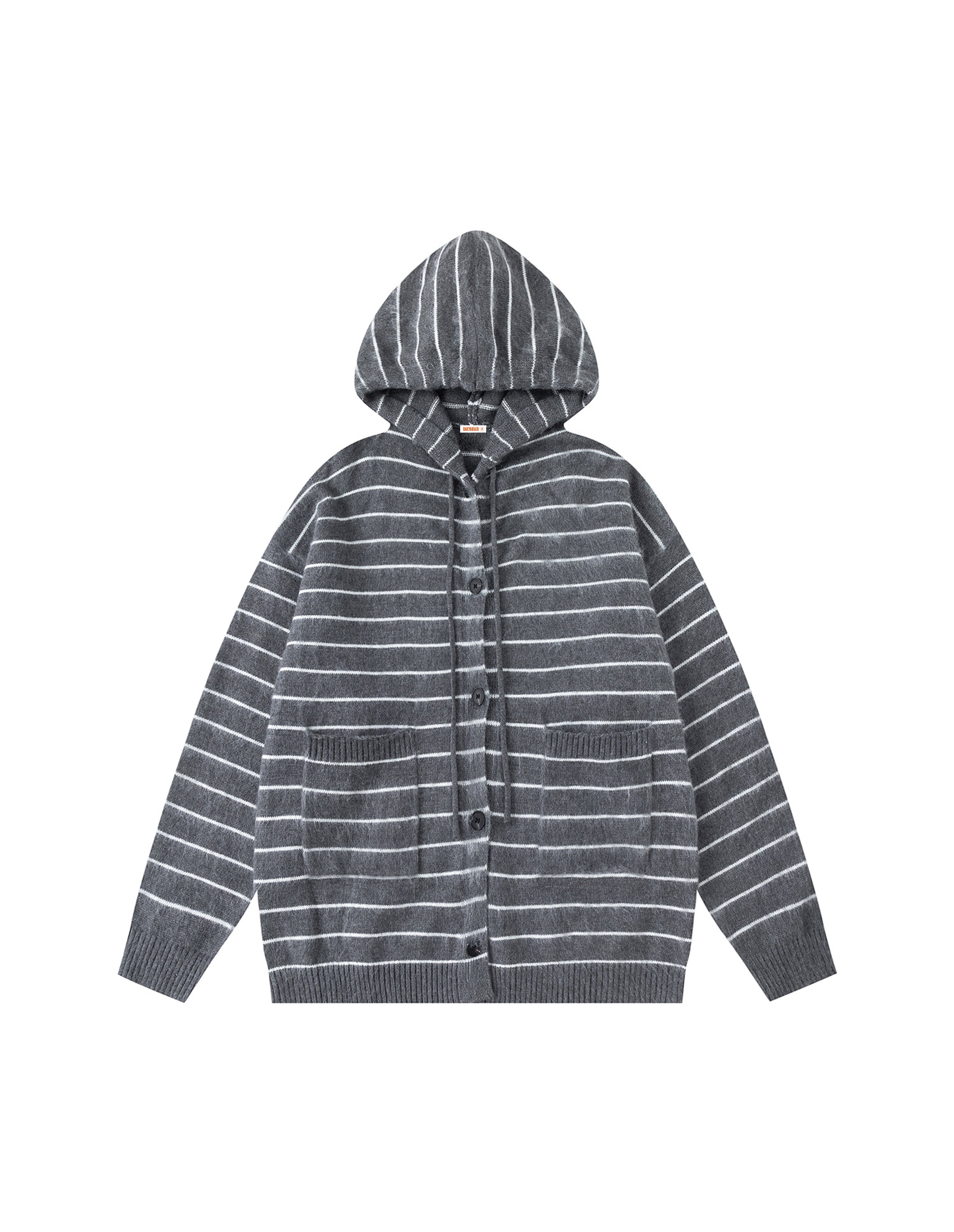 BAKYARDER Vintage Striped Hooded Loose-Fit Cardigan Sweater