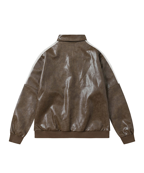 BAKYARDER Vintage Striped Leather Jacket