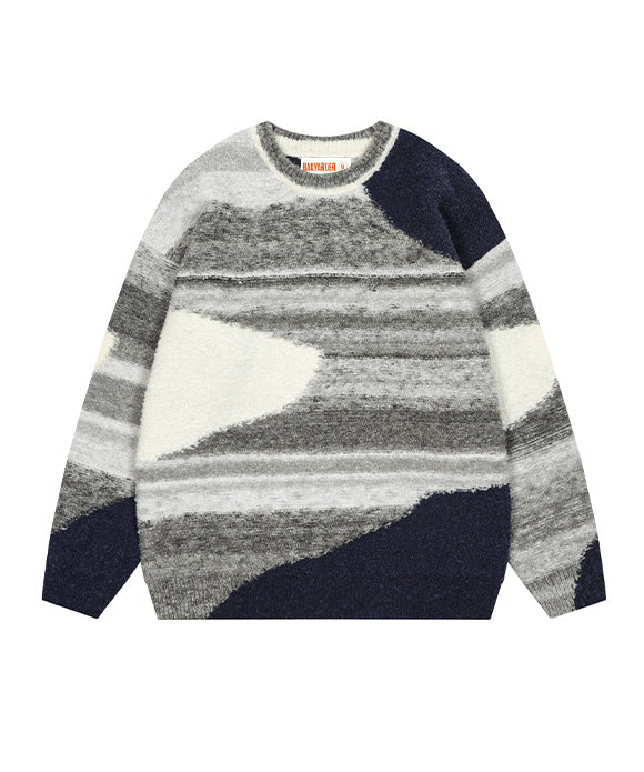 BAKYARDER Vintage Colorful Striped Color Block Sweater