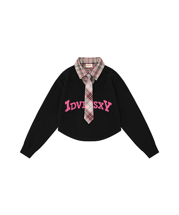 BAKYARDER Women Patchwork Faux Two-piece Sweater