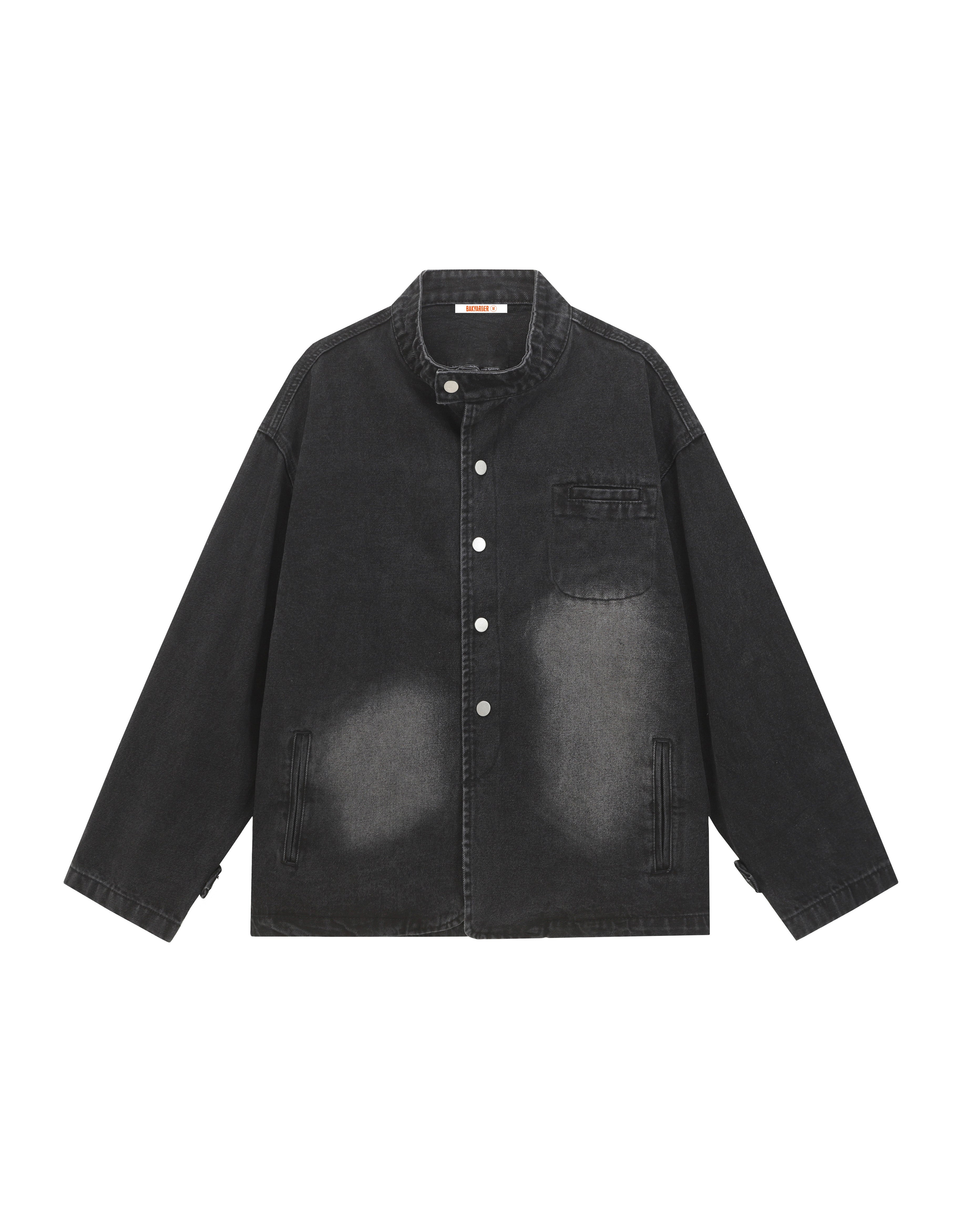BAKYARDER Washed Vintage Denim Stand-Collar Jacket