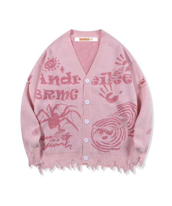 BAKYARDER Vintage Cozy Letter Cardigan Sweater