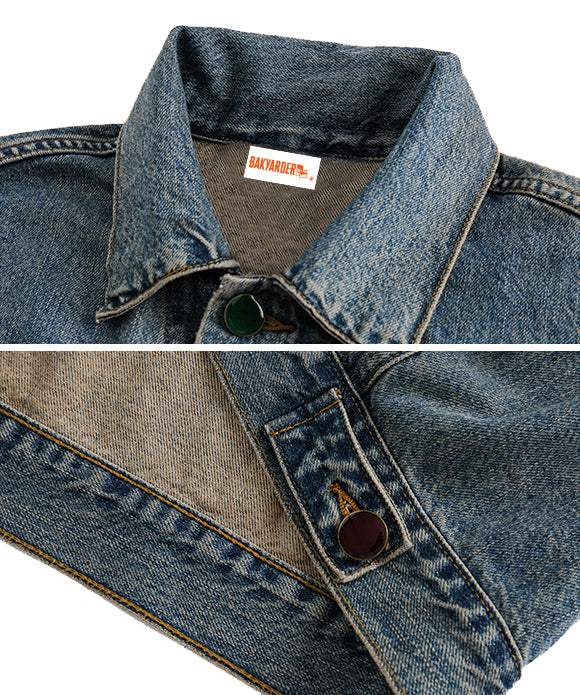 BAKYARDER Vintage Washed Distressed Denim Jacket