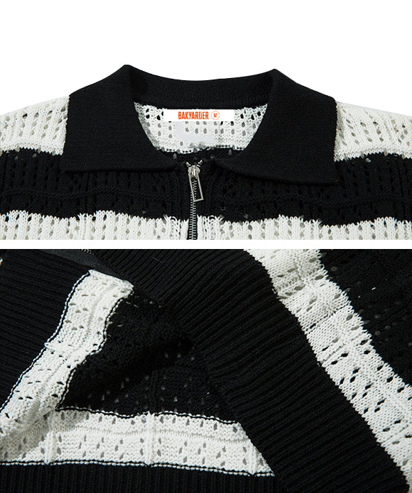 BAKYARDER Striped Knit Cardigan Tee