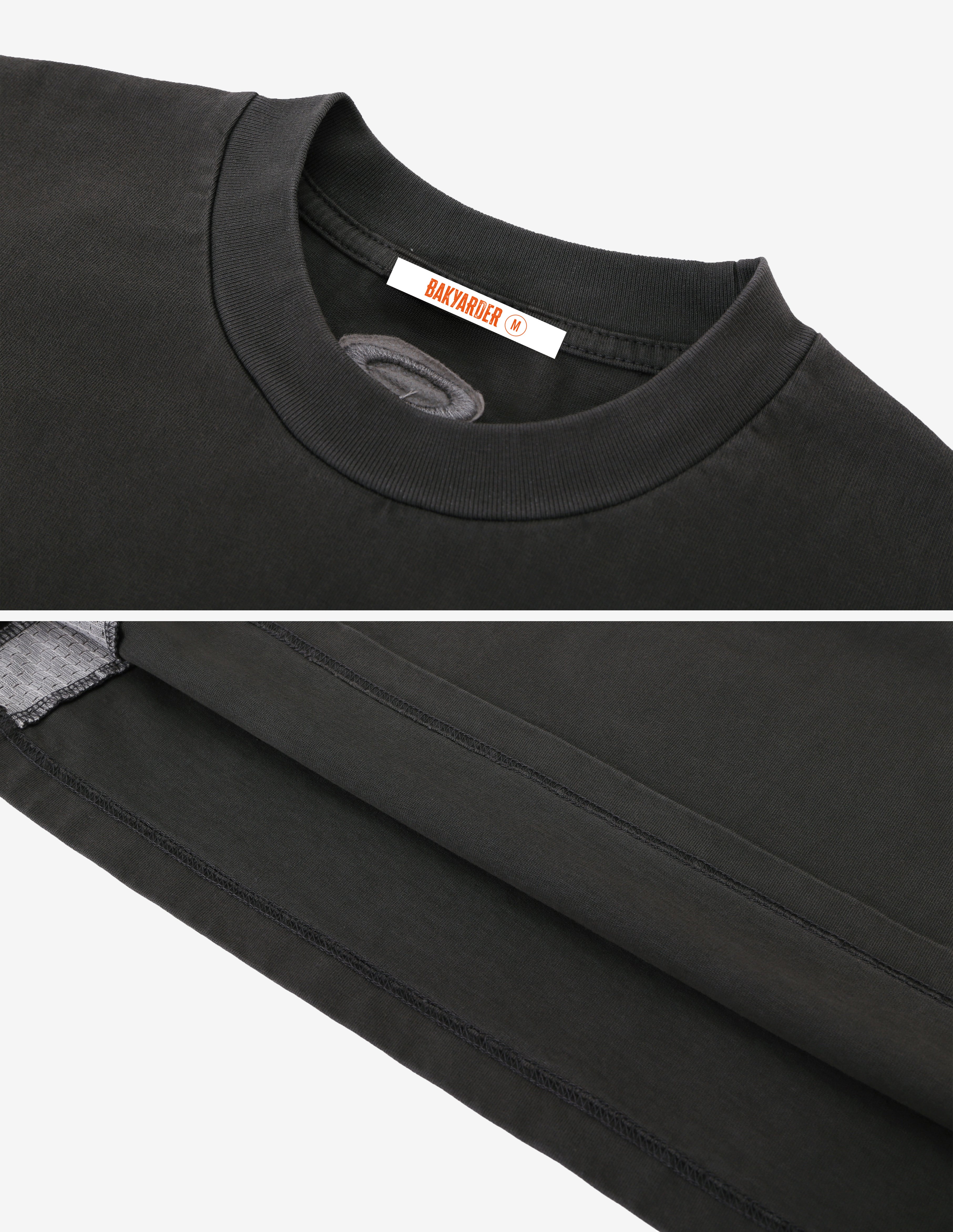 BAKYARDER Vintage Distressed Patchwork Mesh Breathable T-Shirt