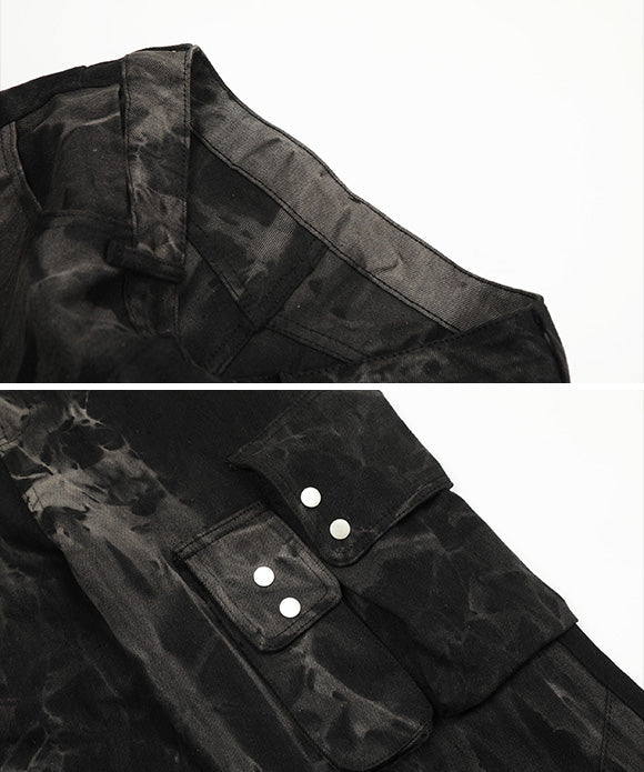 BAKYARDER Vintage Tie-Dye Cargo Denim Pants