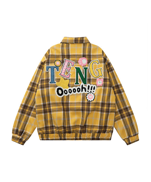 BAKYARDER Vintage Letter and Plaid Jacket