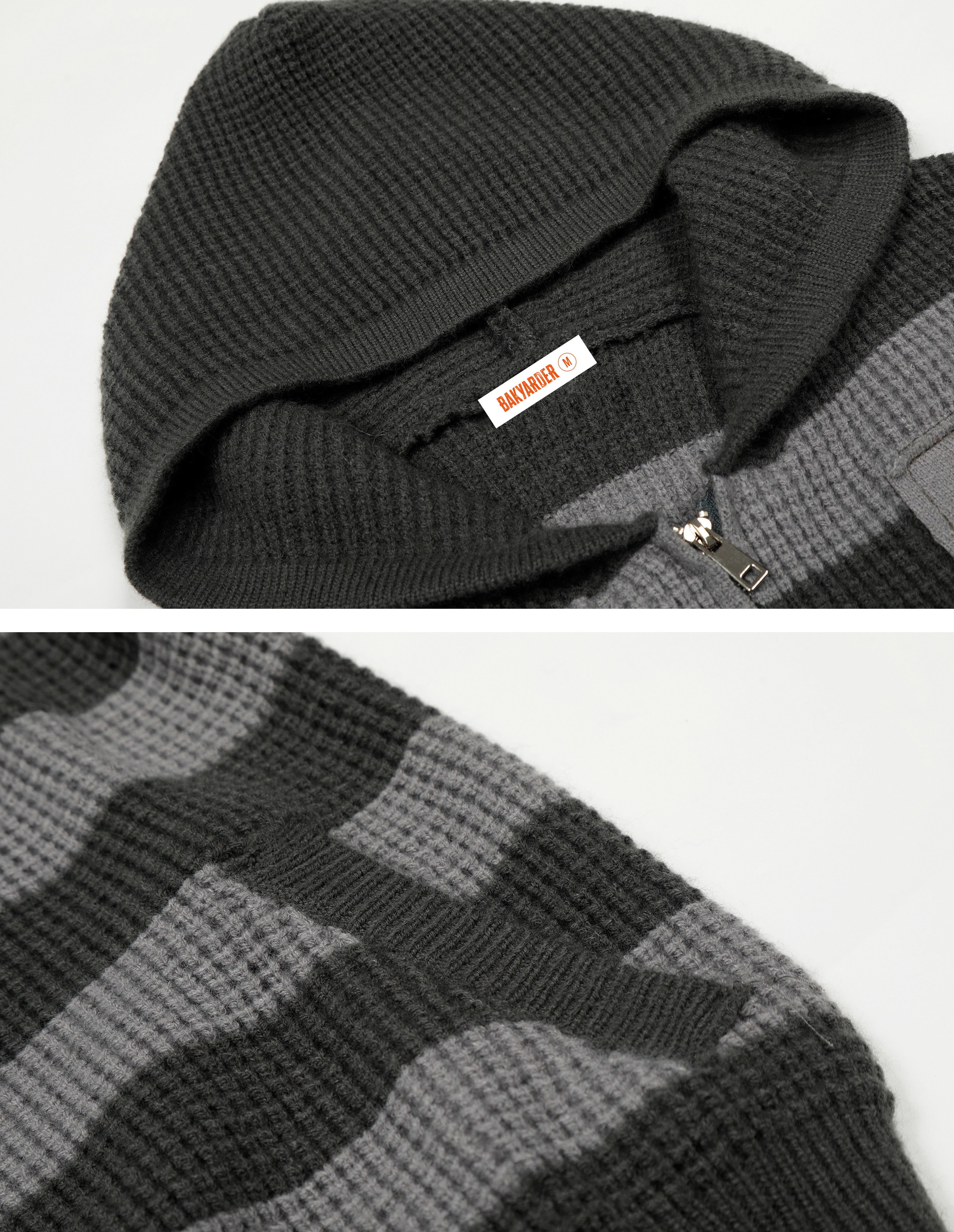 BAKYARDER Vintage Striped Appliqué Embroidered Hooded Zip-Up Cardigan